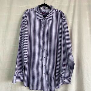 Robert Graham Purple and White Plaid Long Sleeve Button Up Shirt 3XL